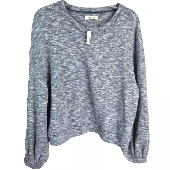 Madewell Balloon Sleeve Textured Crewneck Sweatshirt - Picture 2 of 5